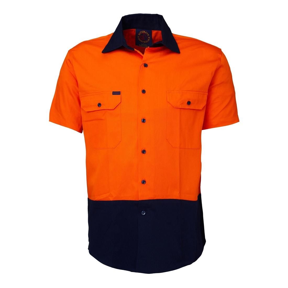 Ritemate RM1050S Open Front 2 Tone S/S Shirt