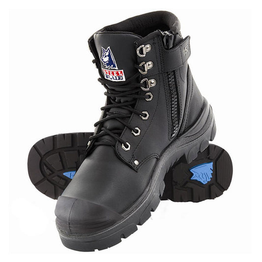 Steel Blue Argyle Safety Boots with Zip & Bump Cap